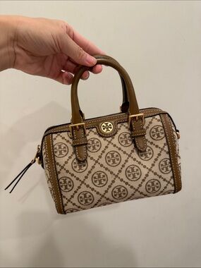 Tory burch monogram barrel bag mini satchel